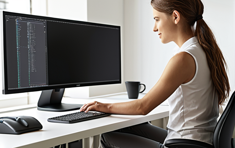 **
"Ergonomic workspace. Adjustable height desk with a person comfortably working, alternating between sitting and standing. Focus on good posture, relaxed shoulders, natural light, and a clean, organized environment. Happy and productive atmosphere."
**