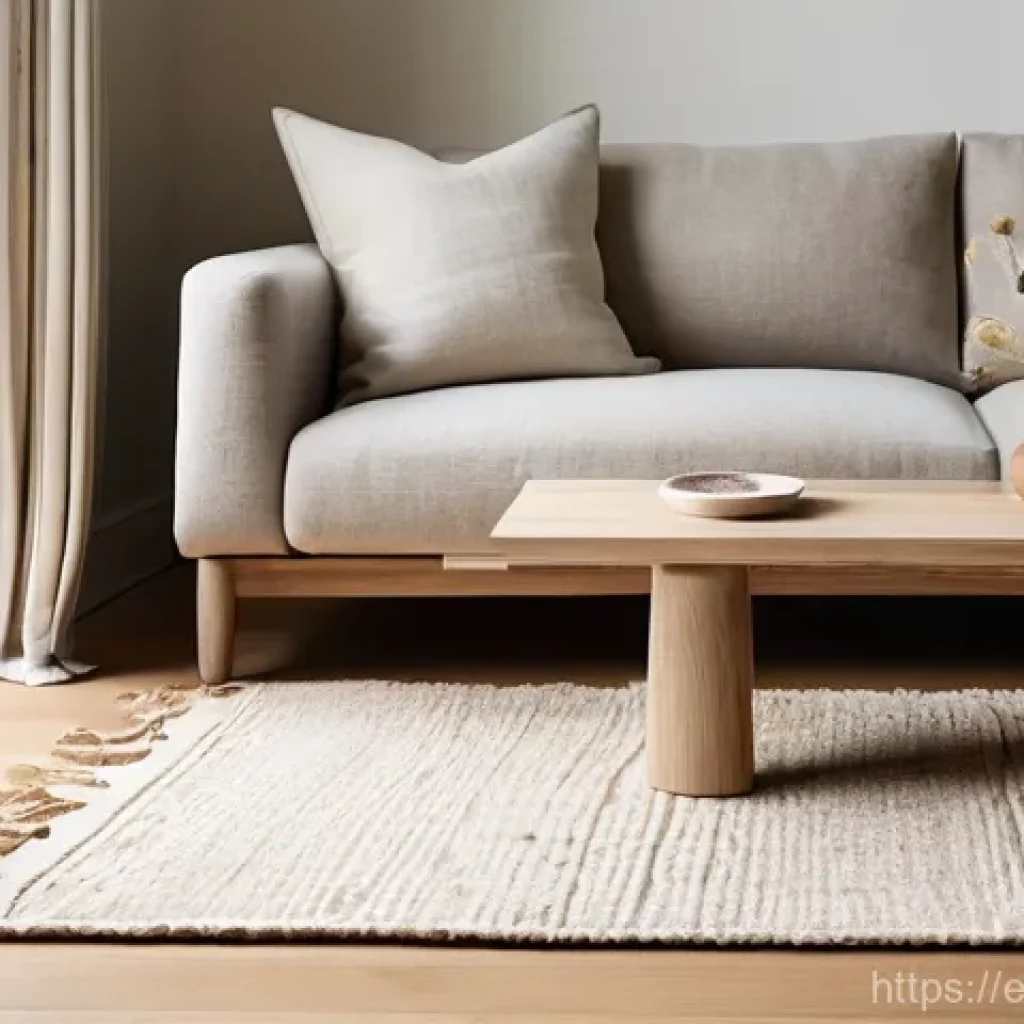 디자이너 가구 브랜드 - **Sustainable and Tactile Living Room Oasis:**
    An inviting and serene living room bathed in soft...