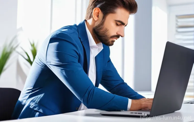 의자 허리받침 효과 - **Prompt 1: The Daily Struggle of Back Pain**
    "A person, aged late 30s to early 40s, sits hunche...