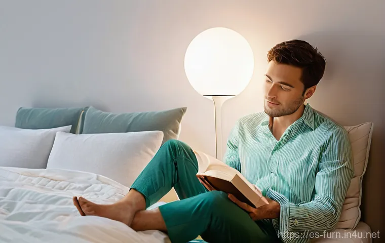 침실 분위기 조명 - **Prompt:** An ethereal morning scene in a modern bedroom, showcasing a gentle smart light wake-up s...