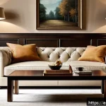 Home 18 고급 소파 브랜드 비교 - A luxurious Italian-style living room featuring a classic Poltrona Frau sofa upholstered in rich nat...